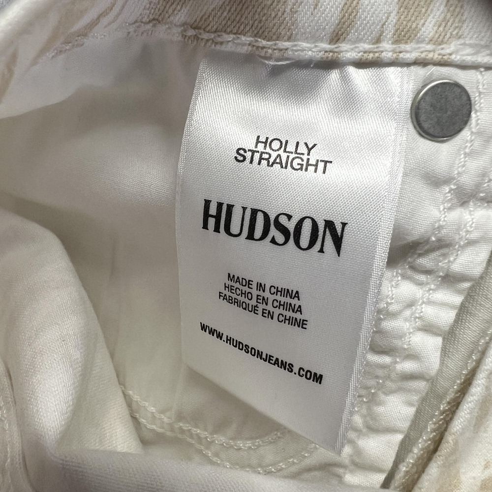 Hudson Holly Straight Jean Womens 24x30 Beige White Animal Print High Rise Denim - Picture 9 of 10